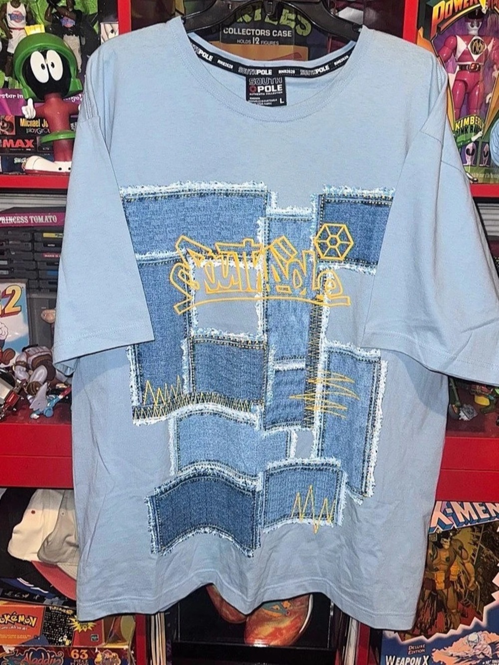 Vintage/Y2K Southpole x Oversize Denim patchwork T-shirt